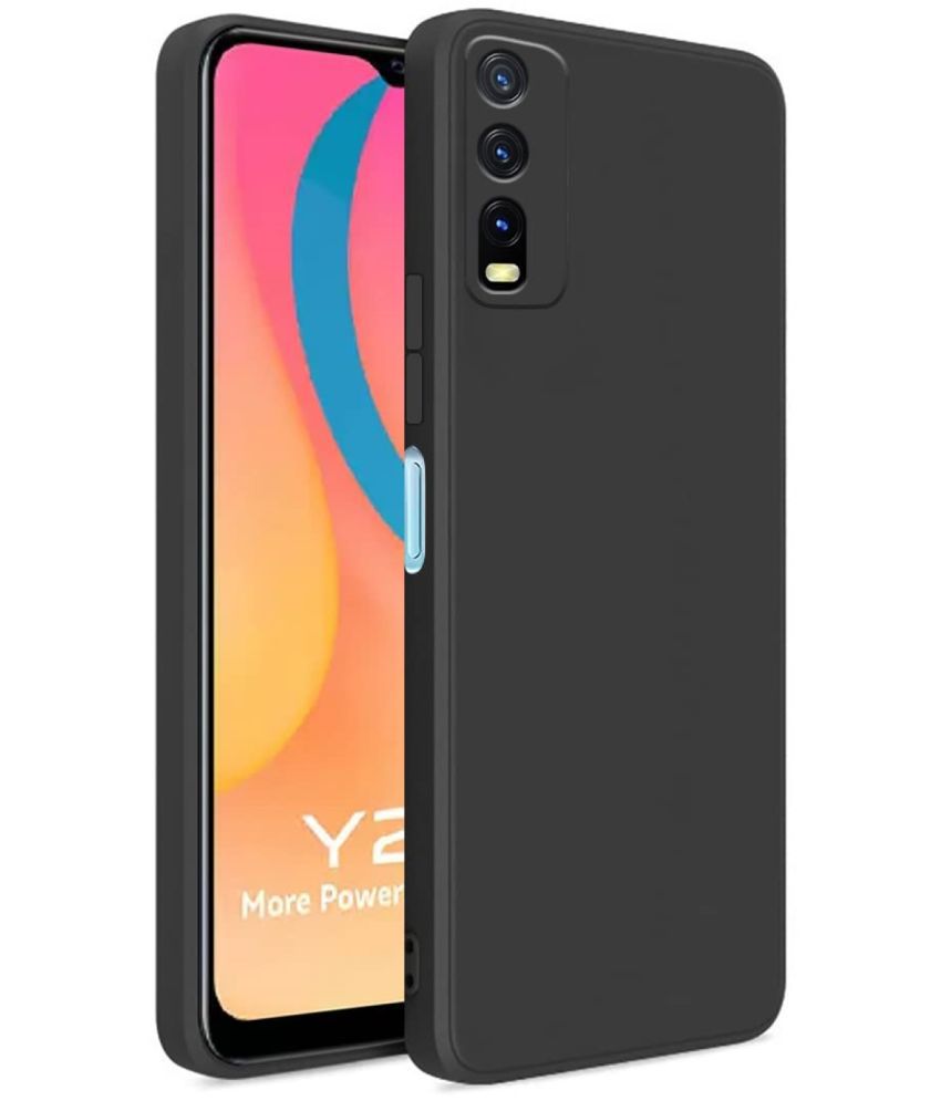     			Case Vault Covers - Black Silicon Plain Cases Compatible For Vivo Y20 ( Pack of 1 )