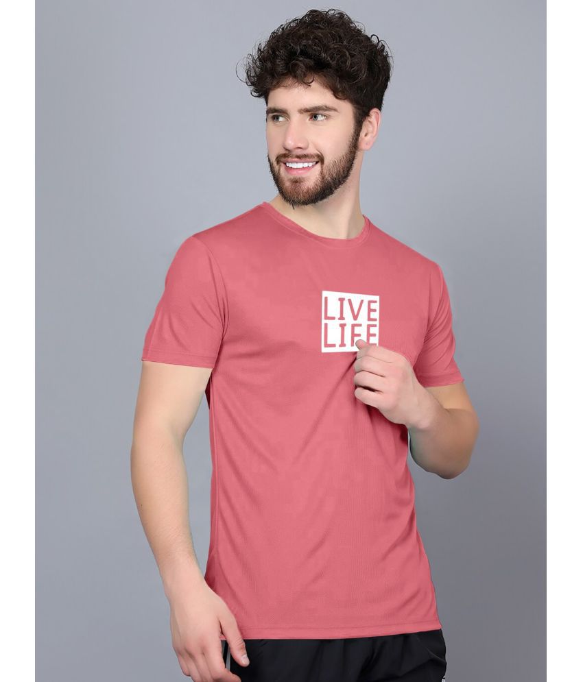 ESHA F - Melange Pink Polyester Regular Fit Men's T-Shirt ( Pack of 1 )
