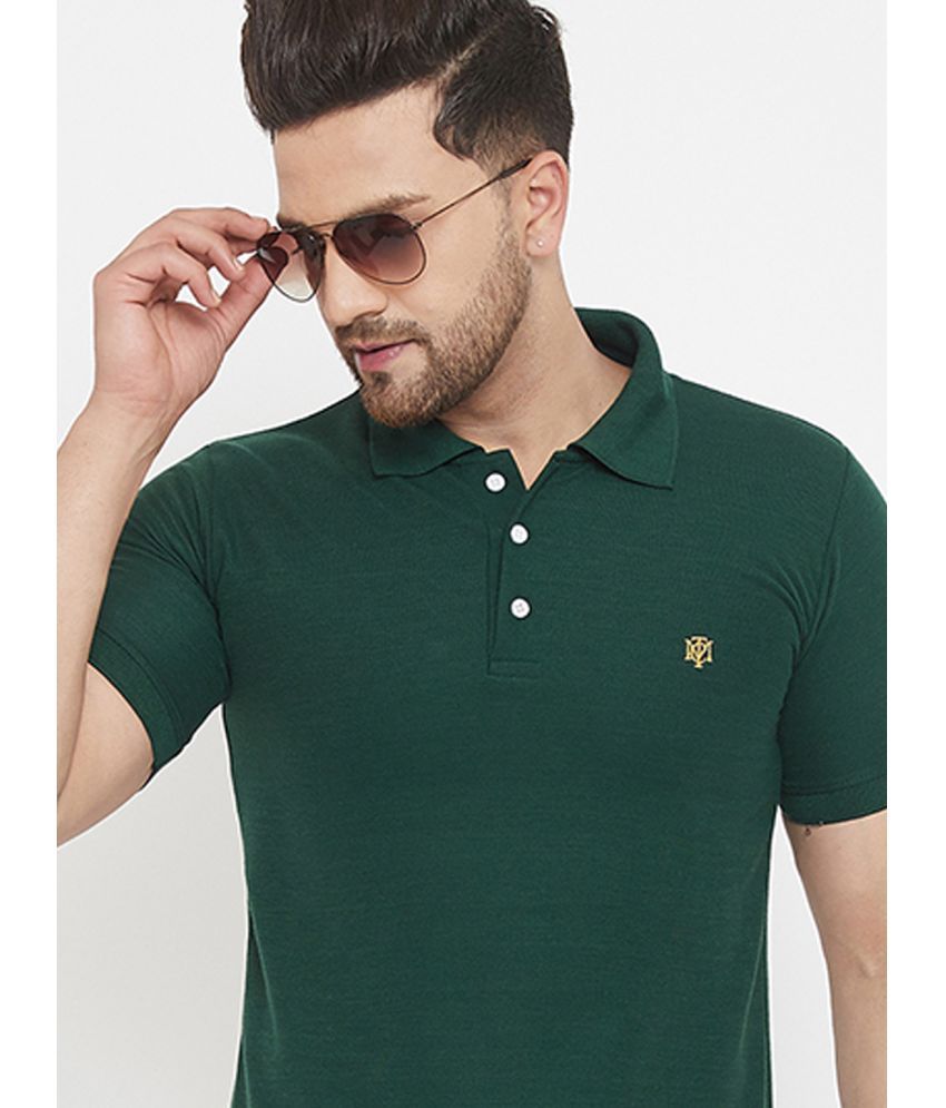     			The Million Club Pack of 1 Cotton Blend Regular Fit Solid Half Sleeves Men's Polo T Shirt ( Green )