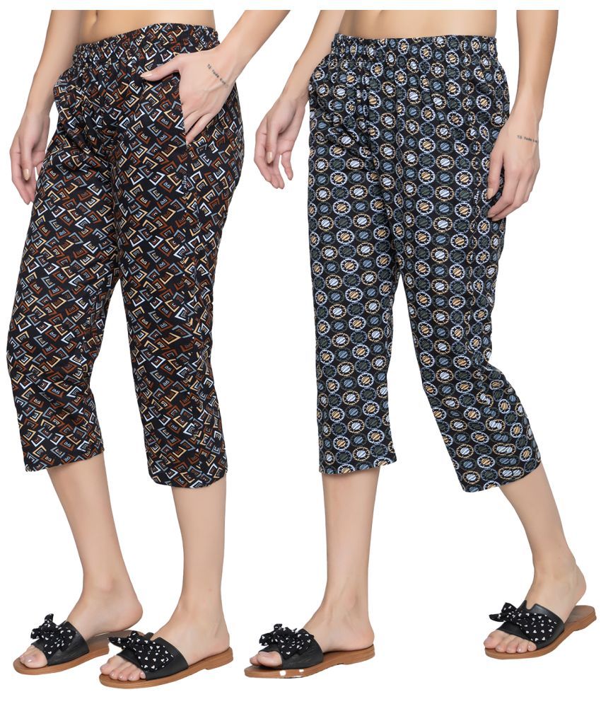     			Zeffit Cotton Capris - Multi Color Pack of 2