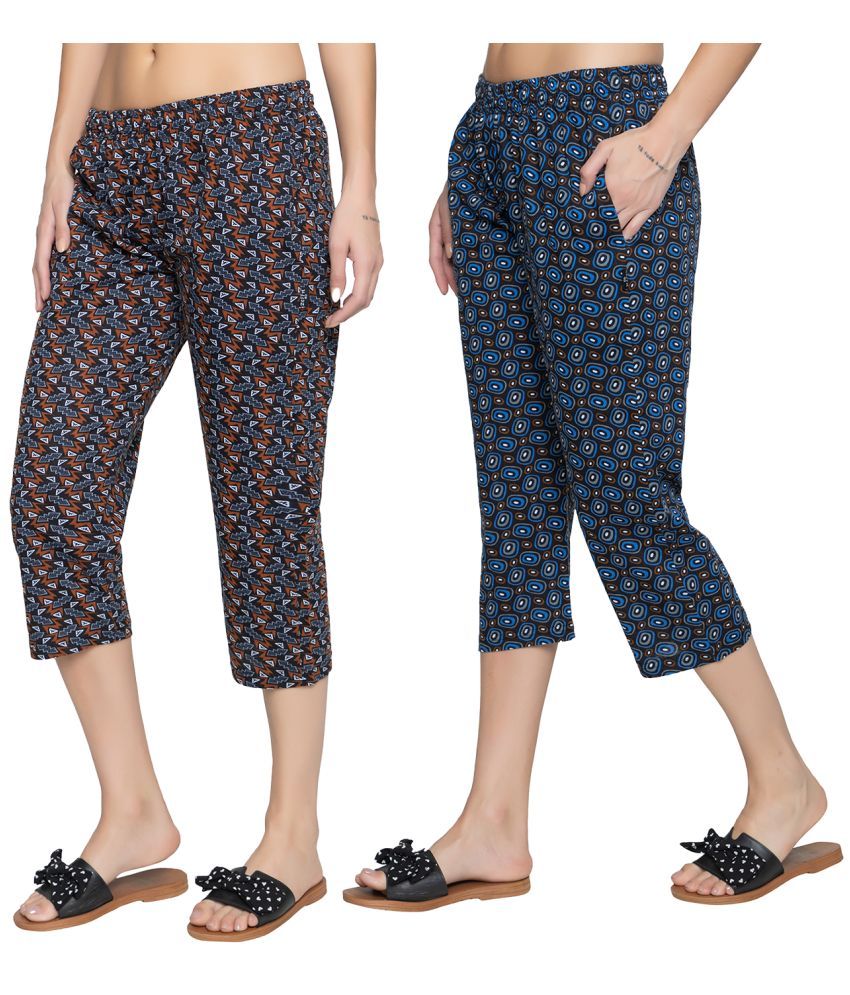     			Zeffit Cotton Capris - Multi Color Pack of 2