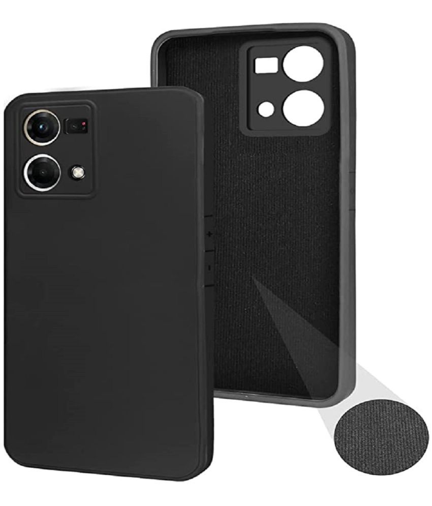     			Case Vault Covers - Black Silicon Plain Cases Compatible For Oppo F21 Pro 4G ( Pack of 1 )
