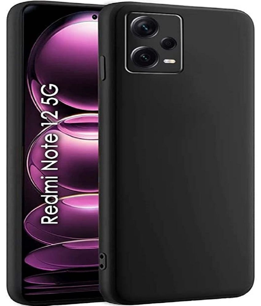     			Case Vault Covers - Black Silicon Plain Cases Compatible For Redmi Note 12 ( Pack of 1 )