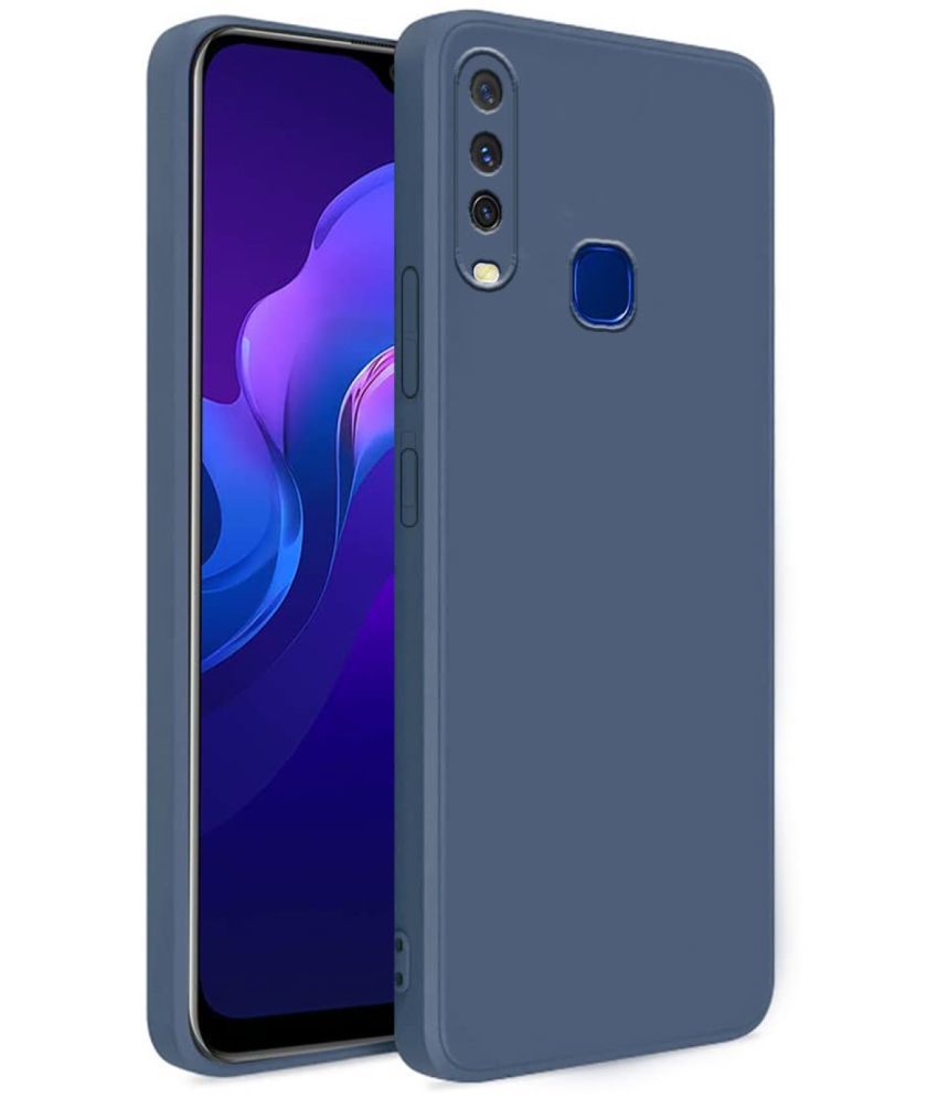     			Case Vault Covers - Blue Silicon Plain Cases Compatible For Vivo Y15 ( Pack of 1 )