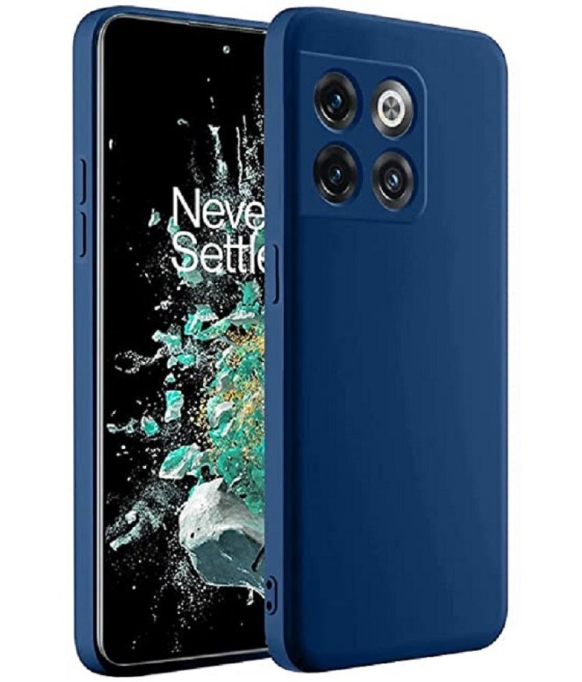     			Case Vault Covers - Blue Silicon Plain Cases Compatible For Oneplus 10T 5G ( Pack of 1 )