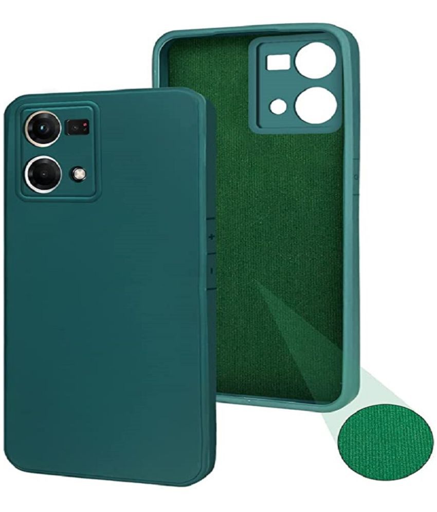     			Case Vault Covers - Green Silicon Plain Cases Compatible For Oppo F21 Pro 4G ( Pack of 1 )