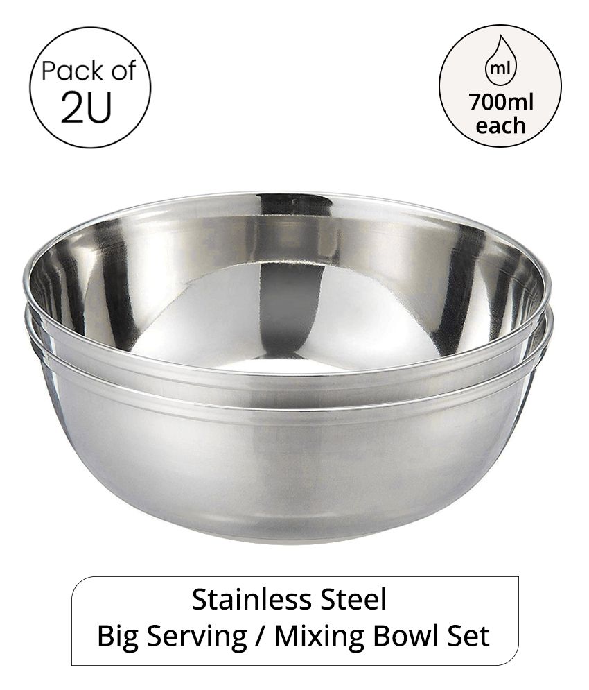     			HOMETALES Stainless Steel Mixing Bowl, 700ml per Unit, Pack of 2 (Heavy 22 gauze)