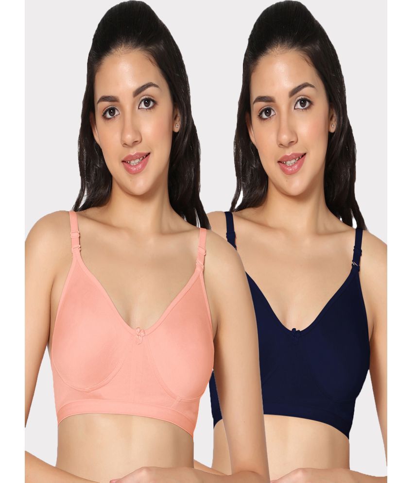     			IN CARE LINGERIE Pack of 2 Cotton Non Padded Women's T-Shirt Bra ( Multicolor )