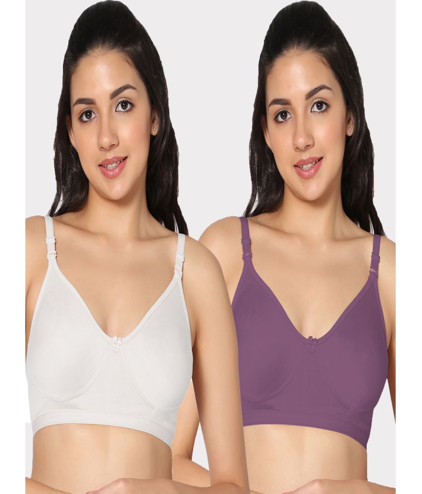     			IN CARE LINGERIE Pack of 2 Cotton Non Padded Women's T-Shirt Bra ( Multicolor )