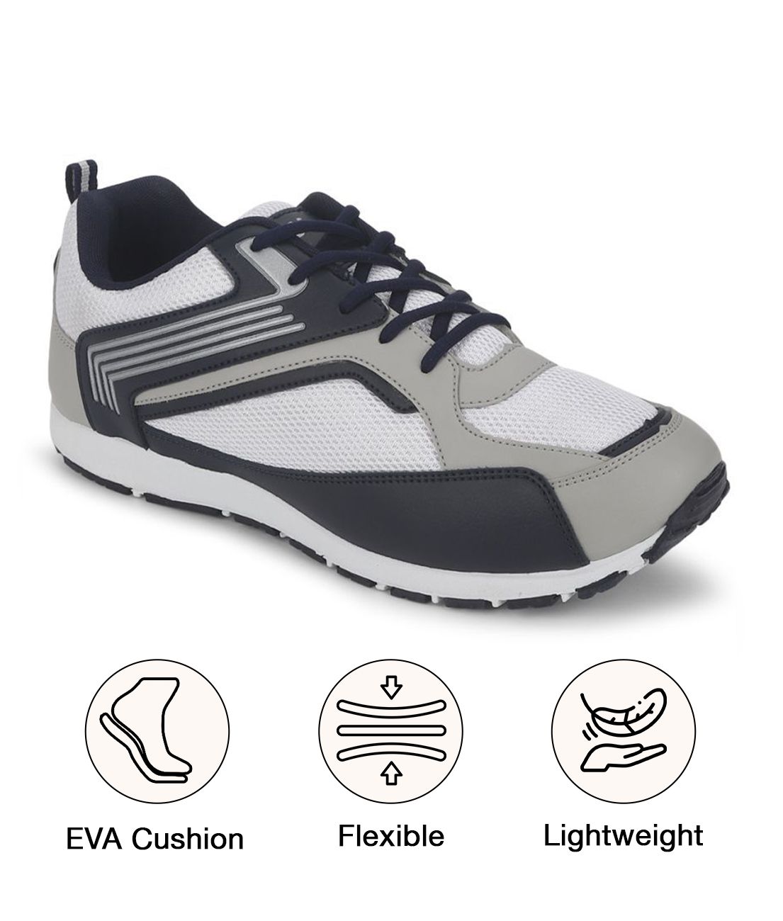     			UrbanMark Men Breathable Embossed Panel Lace-Up Sneaker Running Walking Shoes-Grey