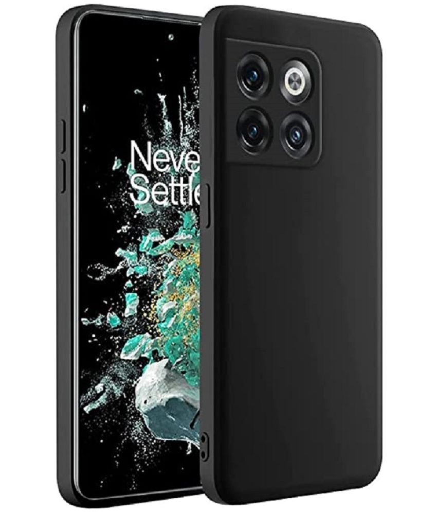     			ZAMN - Black Silicon Plain Cases Compatible For Oneplus 10T 5G ( Pack of 1 )