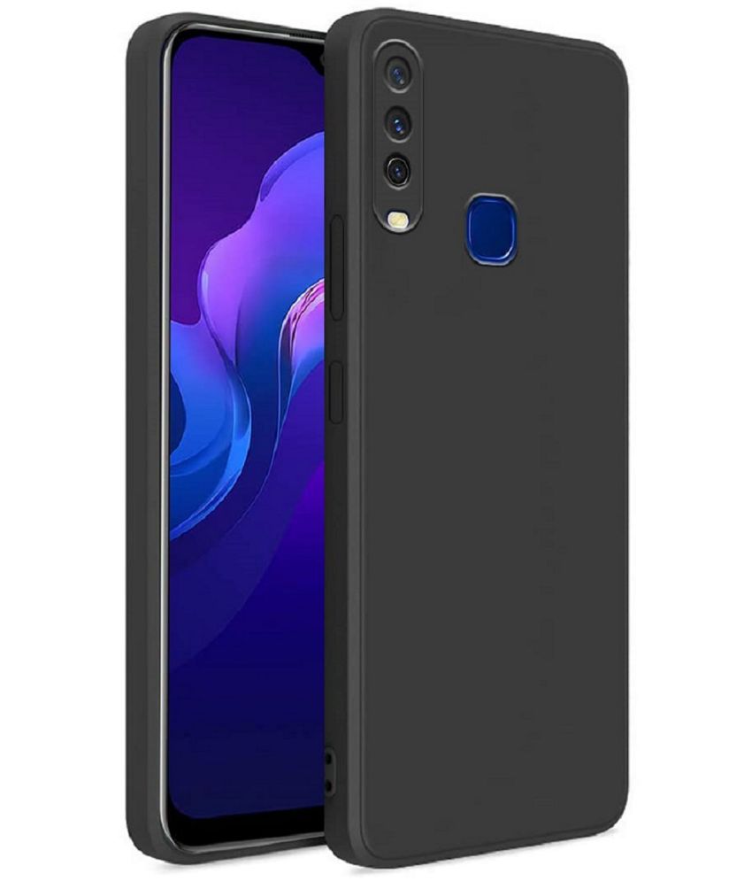     			ZAMN - Black Silicon Plain Cases Compatible For Vivo Y12 ( Pack of 1 )