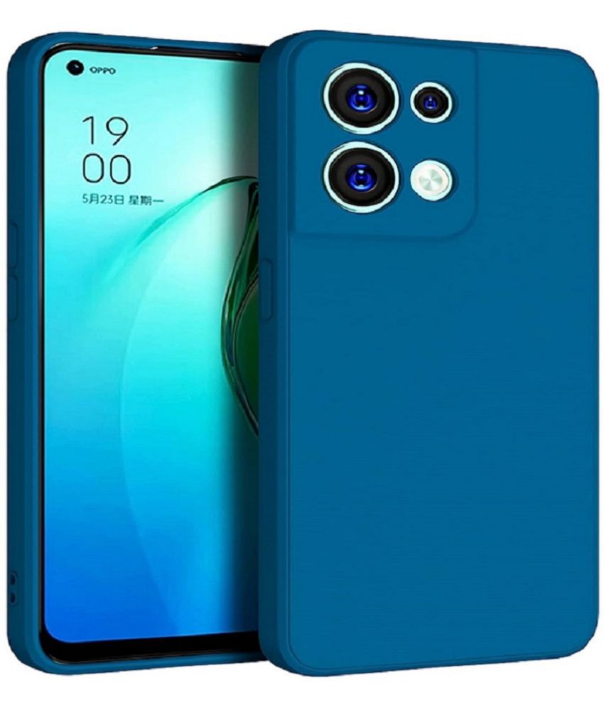     			ZAMN - Blue Silicon Plain Cases Compatible For Oppo Reno 8 Pro 5G ( Pack of 1 )