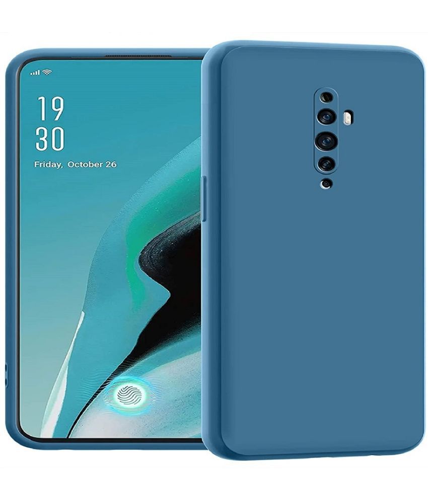     			ZAMN - Blue Silicon Plain Cases Compatible For Oppo Reno 2F ( Pack of 1 )