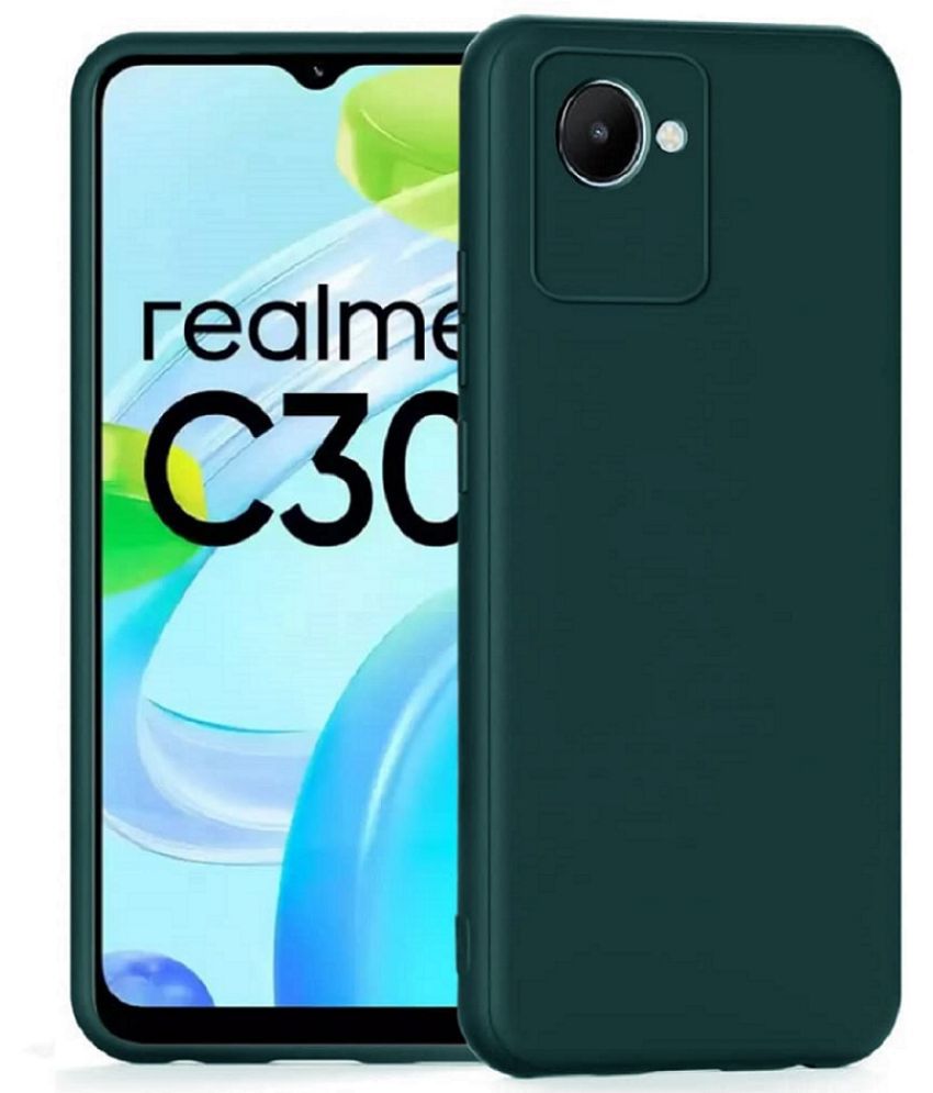     			ZAMN - Green Silicon Plain Cases Compatible For Realme c30 ( Pack of 1 )