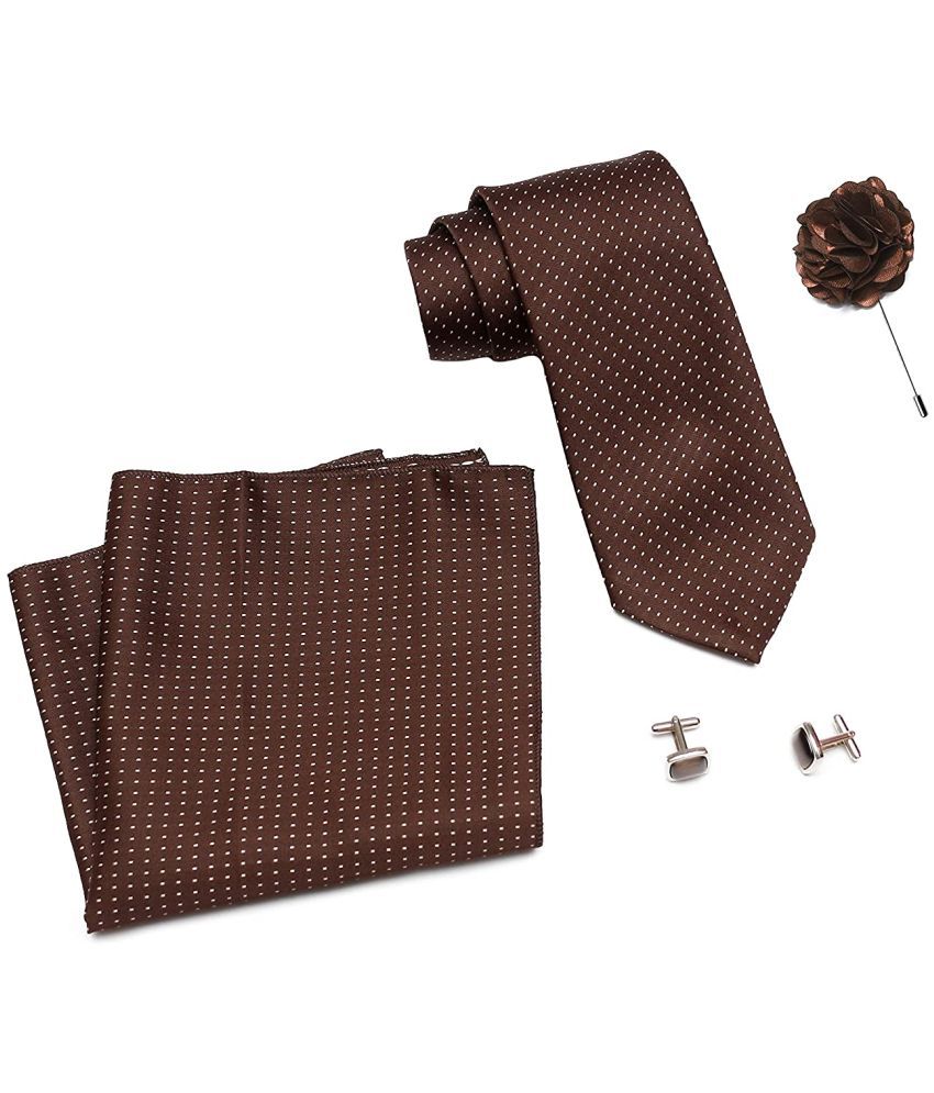     			Axlon Brown Dots Silk Necktie