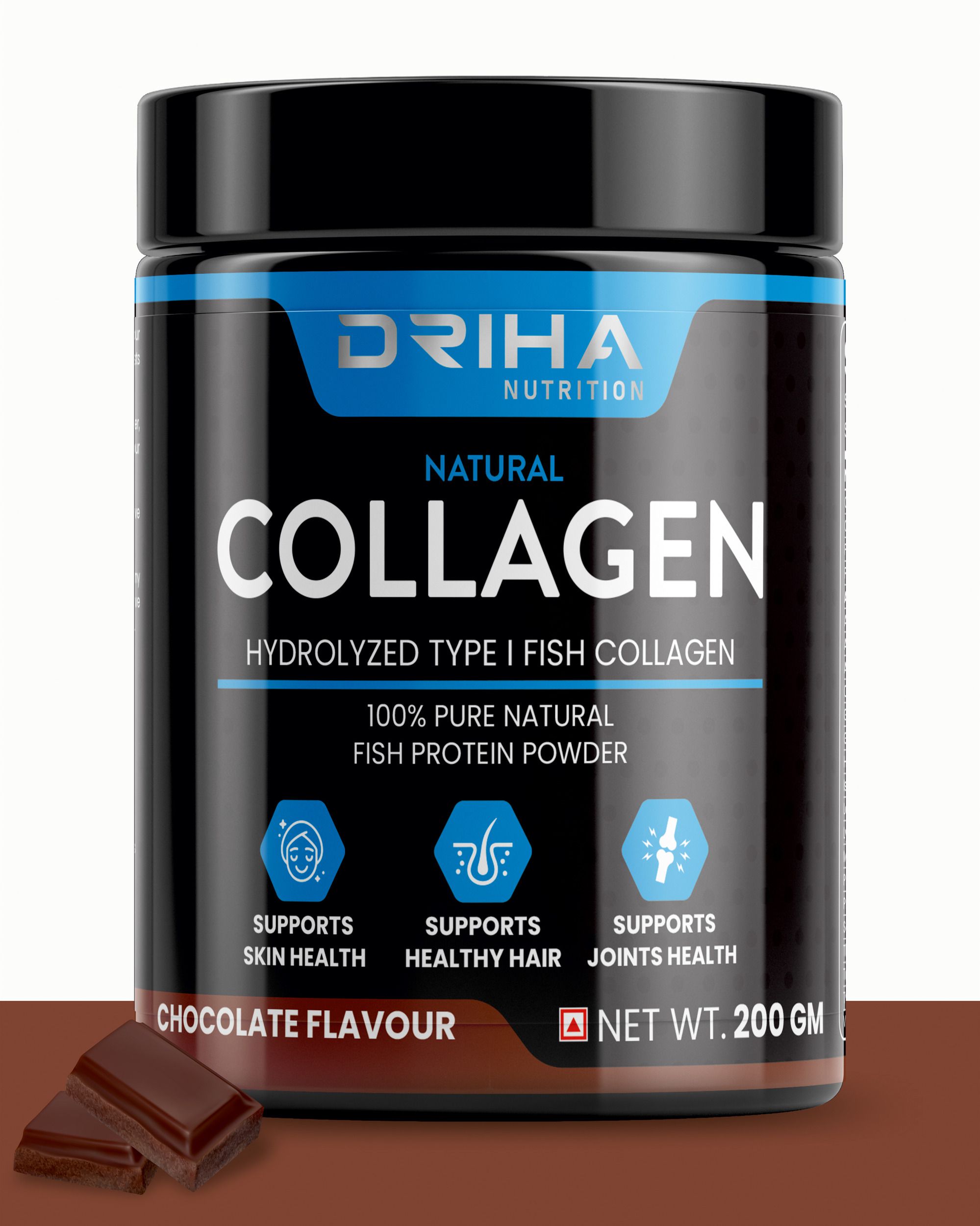     			Chocolate Flavour Natural Collagen Powder/Supplement For Men & Women | Pure & Natural Hydrolyzed Type Fish Protein Powder For Healthy Skin, Hair, Nails, Bone & Joint
