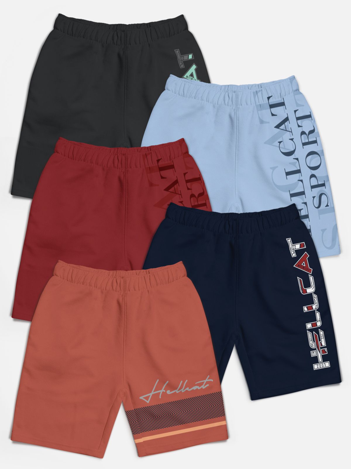     			HELLCAT - Multi Color Cotton Blend Boys Shorts ( Pack of 5 )