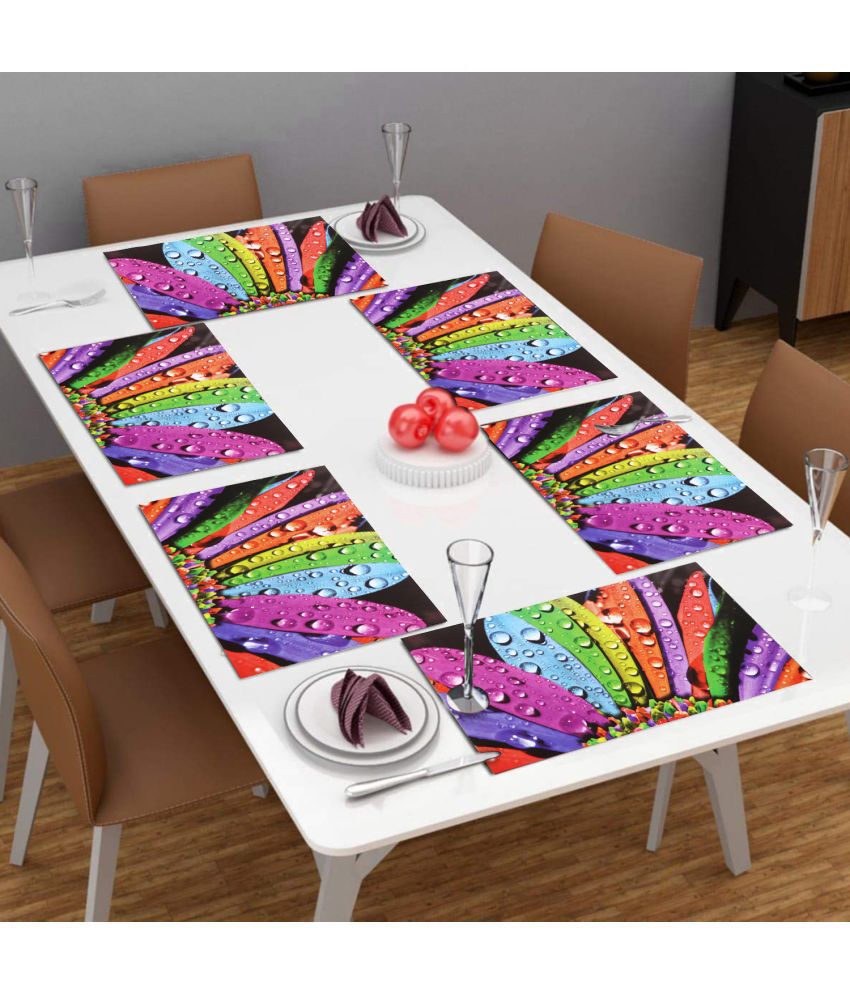     			HOMETALES PVC Abstract Rectangle Table Mats (44 cm x 29 cm) Pack of 6 - Multi