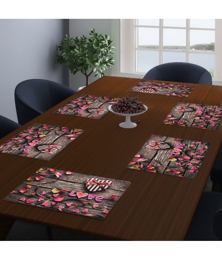     			HOMETALES PVC Graphic Rectangle Table Mats (45 cm x 30 cm) Pack of 6 - Multi