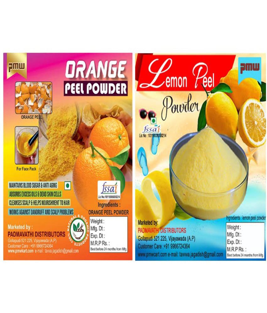     			Lemon Peel Powder & Orange Peel Powder - For Skin Fairness - Combo Pack - (100 Grams + 100 Grams)