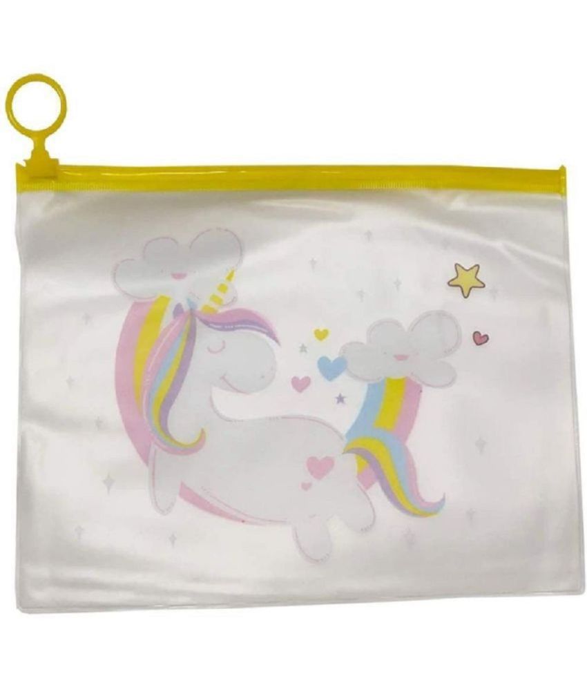     			SHB Plastic Multi Color Cute Unicorn Transparent Pouches ( Pack of 4 )