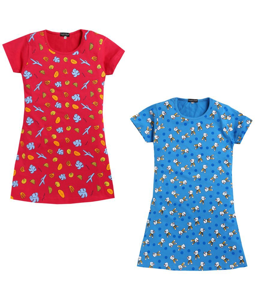     			Todd N Teen - Multicolor Cotton Girls Night Gown ( Pack of 2 )