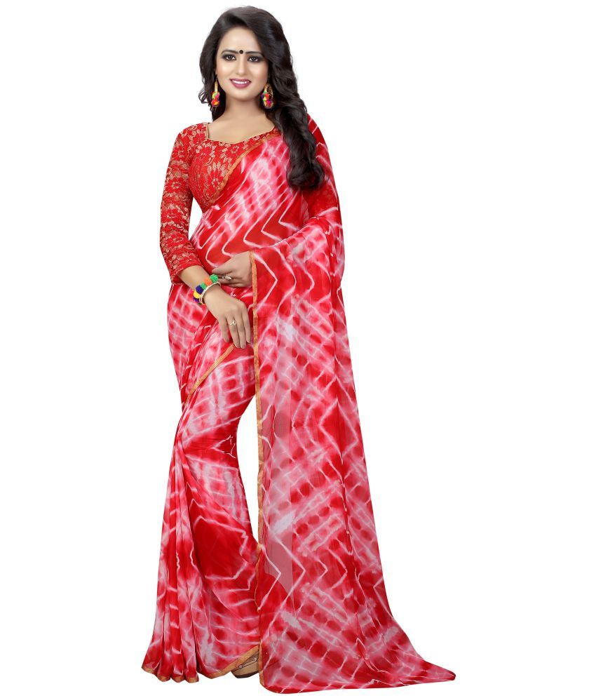     			Aika - Pink Chiffon Saree With Blouse Piece ( Pack of 1 )