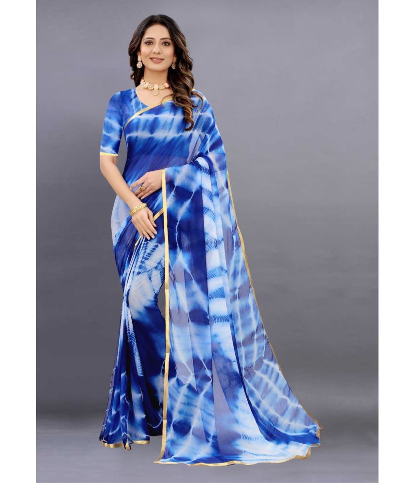     			Apnisha - Blue Chiffon Saree With Blouse Piece ( Pack of 1 )
