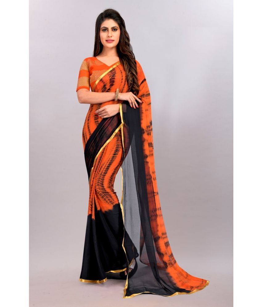     			Apnisha - Orange Chiffon Saree With Blouse Piece ( Pack of 1 )