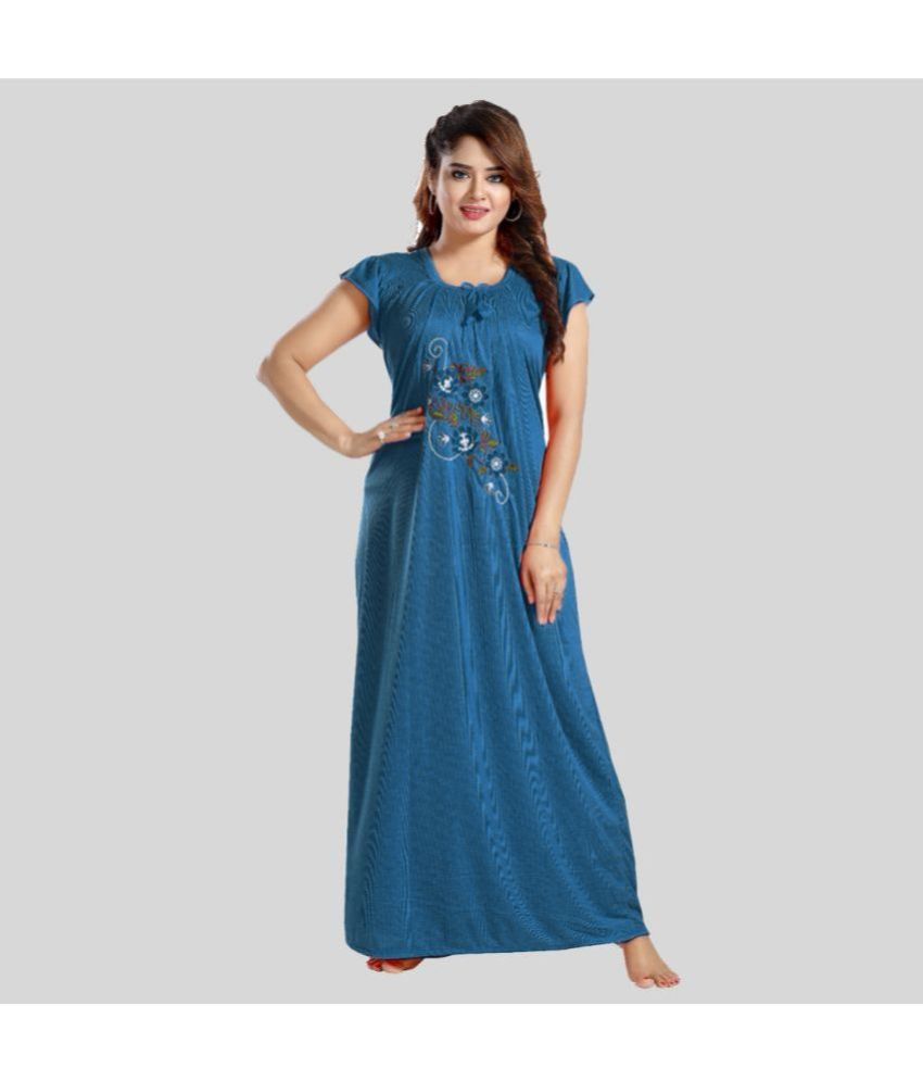     			Gutthi - Blue Hosiery Women's Nightwear Nighty & Night Gowns ( Pack of 1 )