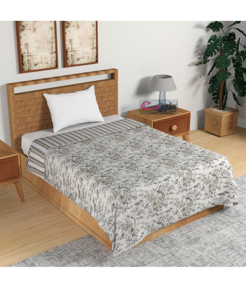     			Idalia Home Cotton Floral Single Bedsheet - Grey