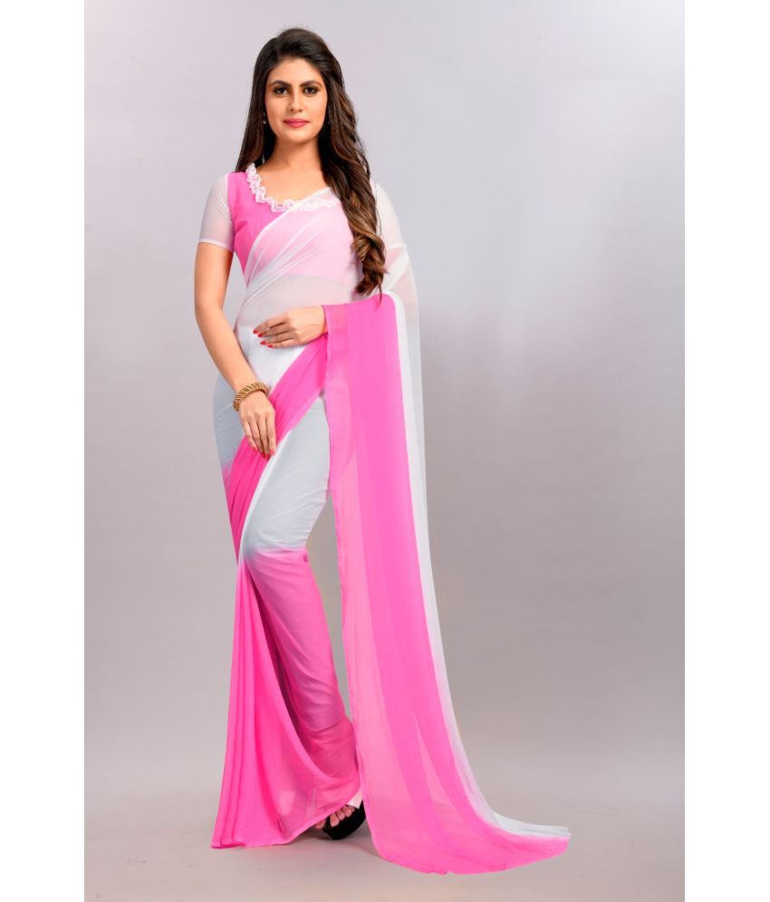     			JULEE - Pink Chiffon Saree With Blouse Piece ( Pack of 1 )