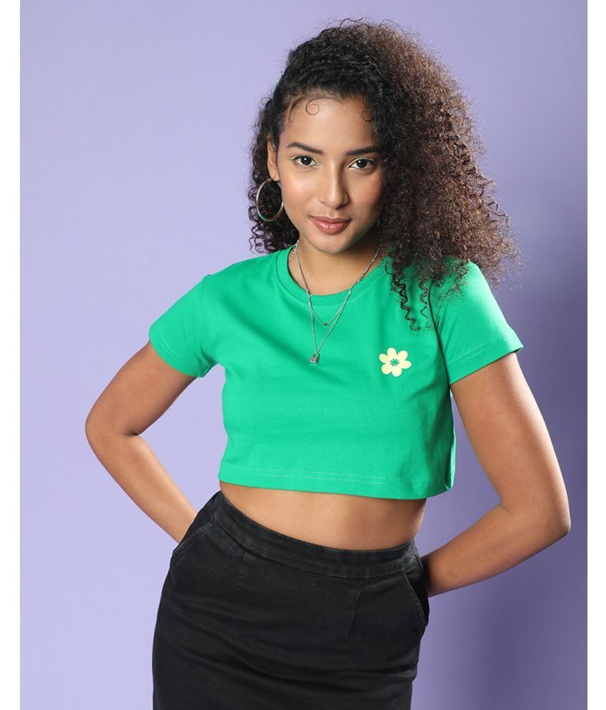     			JUNEBERRY - Green Cotton Women's Crop Top ( Pack of 1 )