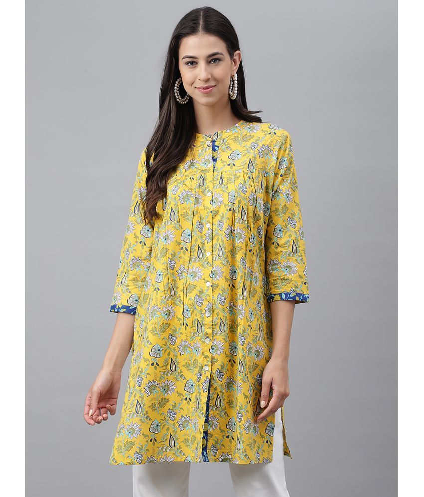     			Janasya - Yellow Cotton Women's Tunic ( Pack of 1 )