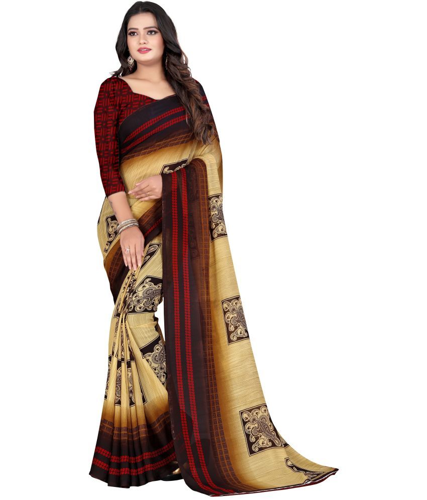     			LEELAVATI - Beige Georgette Saree With Blouse Piece ( Pack of 1 )