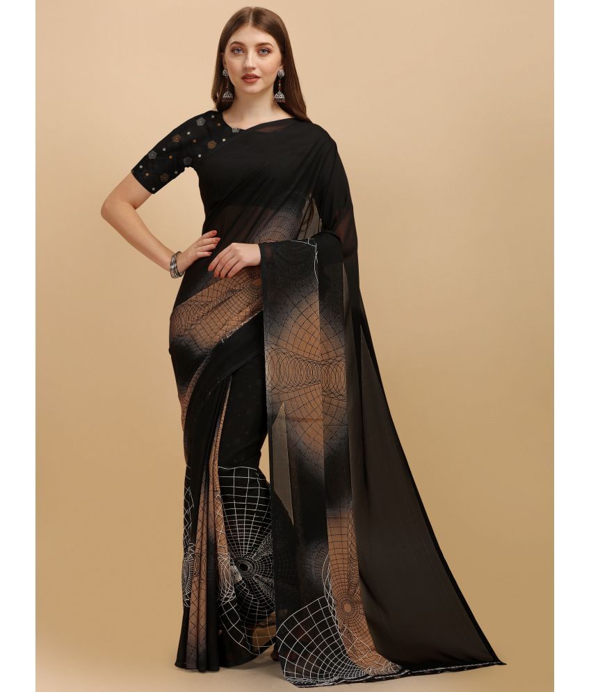     			LEELAVATI - Black Georgette Saree With Blouse Piece ( Pack of 1 )