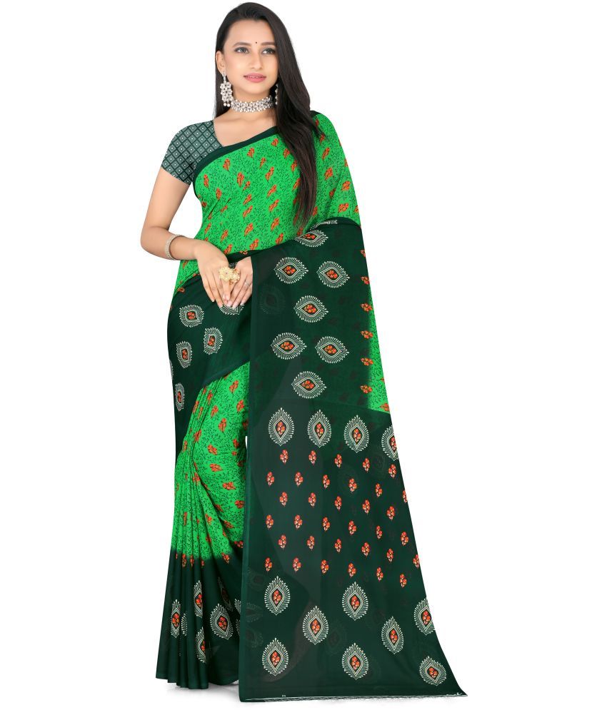     			LEELAVATI - Light Green Georgette Saree With Blouse Piece ( Pack of 1 )