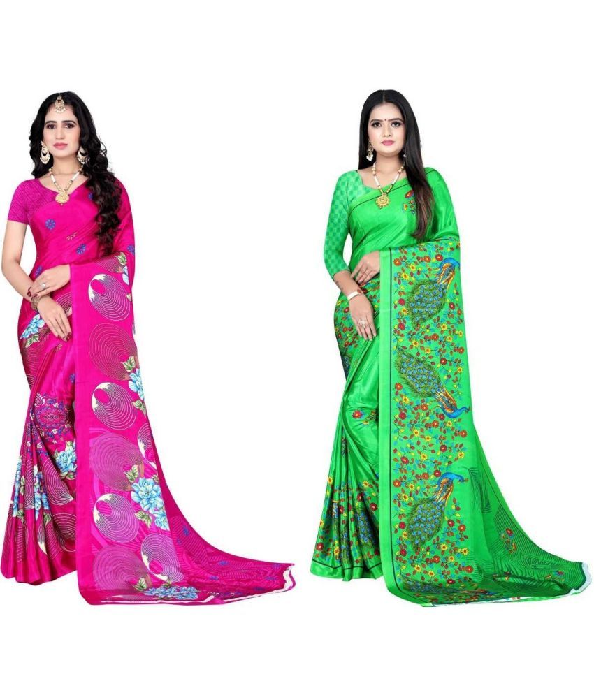     			LEELAVATI - Multicolor Crepe Saree With Blouse Piece ( Pack of 2 )