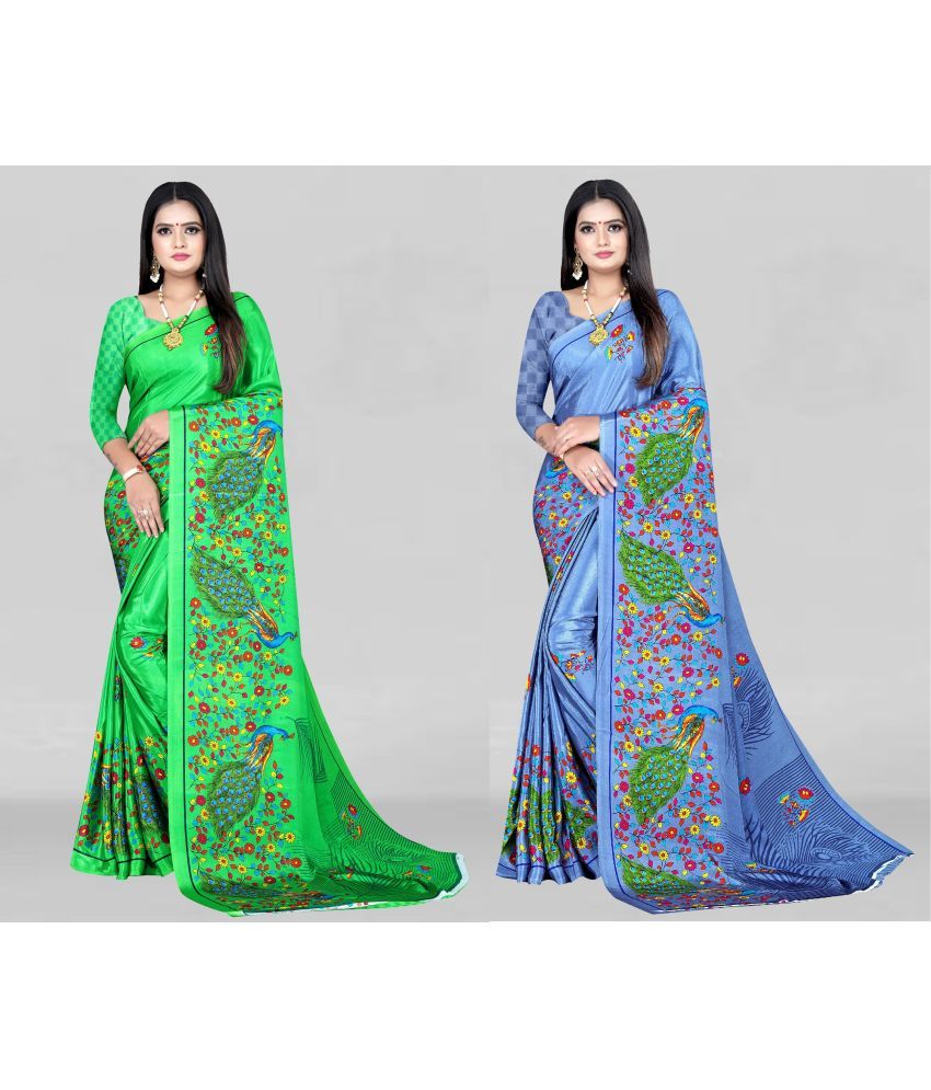     			LEELAVATI - Multicolor Crepe Saree With Blouse Piece ( Pack of 2 )