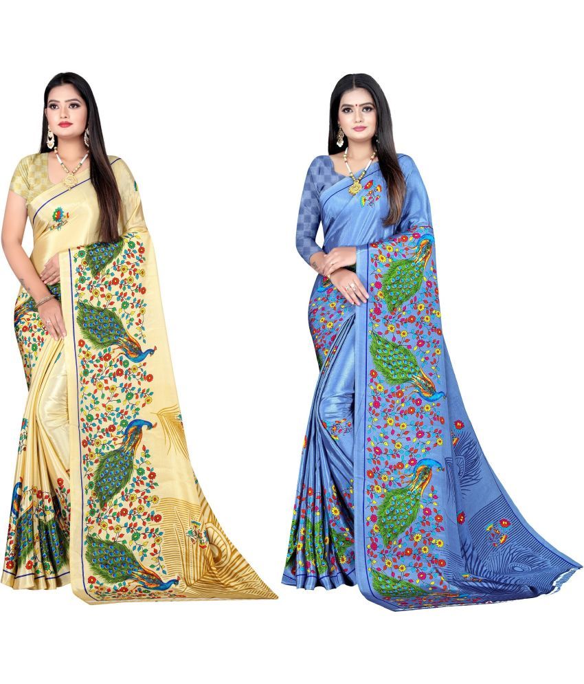     			LEELAVATI - Multicolor Crepe Saree With Blouse Piece ( Pack of 2 )