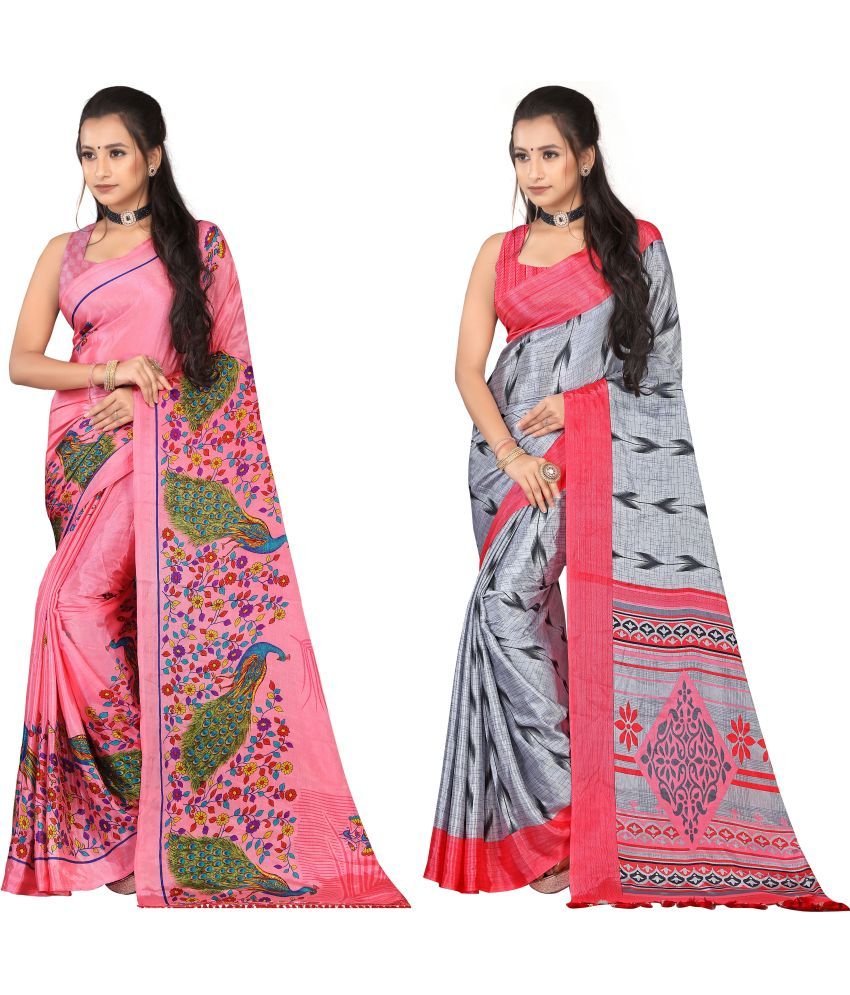     			LEELAVATI - Multicolor Crepe Saree With Blouse Piece ( Pack of 2 )