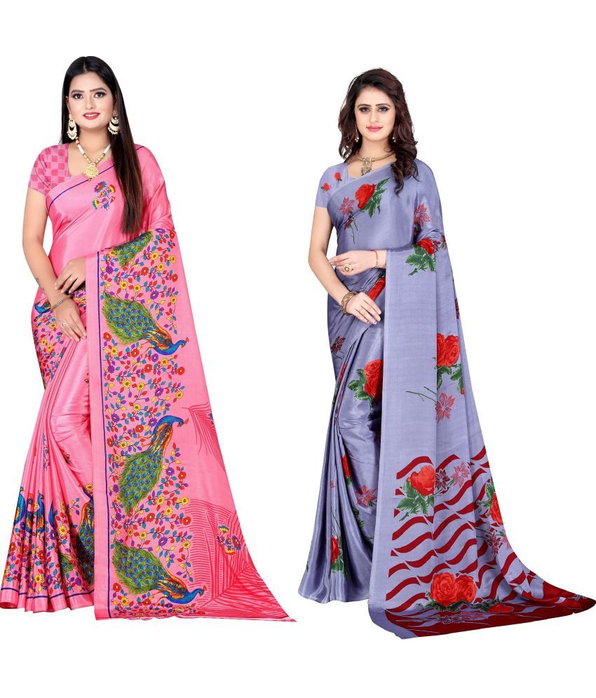     			LEELAVATI - Multicolor Crepe Saree With Blouse Piece ( Pack of 2 )