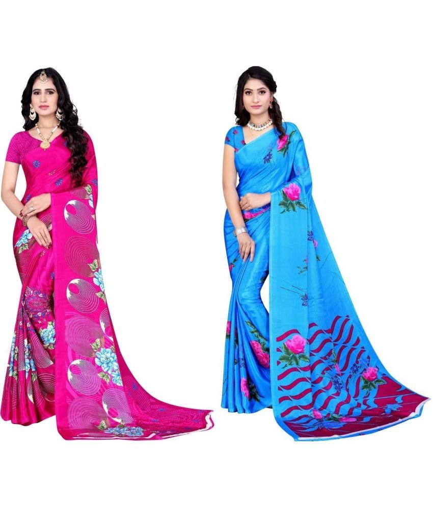     			LEELAVATI - Multicolor Crepe Saree With Blouse Piece ( Pack of 2 )