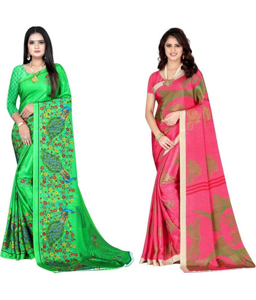     			LEELAVATI - Multicolor Crepe Saree With Blouse Piece ( Pack of 2 )