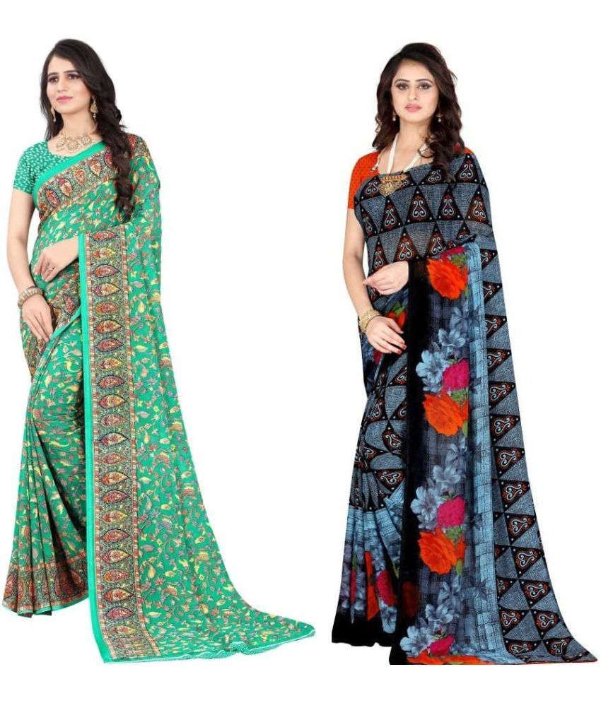     			LEELAVATI - Multicolor Georgette Saree With Blouse Piece ( Pack of 2 )