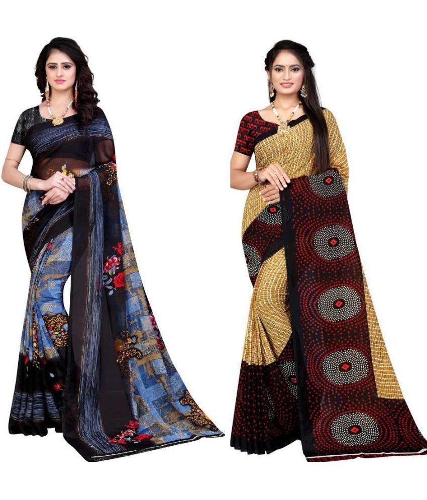     			LEELAVATI - Multicolor Georgette Saree With Blouse Piece ( Pack of 2 )