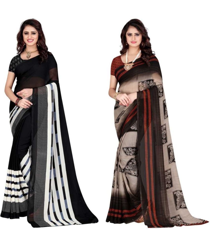     			LEELAVATI - Multicolor Georgette Saree With Blouse Piece ( Pack of 2 )