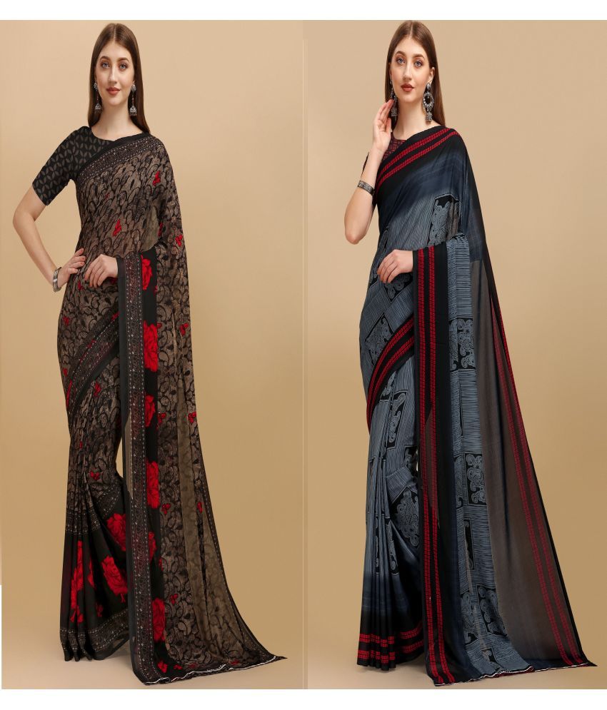     			LEELAVATI - Multicolor Georgette Saree With Blouse Piece ( Pack of 2 )