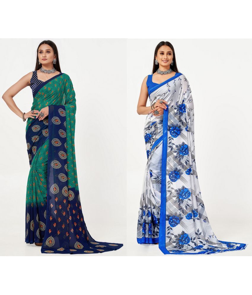     			LEELAVATI - Multicolor Georgette Saree With Blouse Piece ( Pack of 2 )